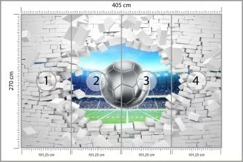 Fototapeta 3D Cegła, Piłka Nożna - obrazek 3