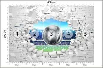 Fototapeta 3D Cegła, Piłka Nożna - obrazek 3