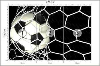 Fototapeta 3D Piłka Nożna W Siatce - obrazek 3