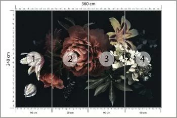 Fototapeta Vintage Bukiet Z Piwoniami - obrazek 3