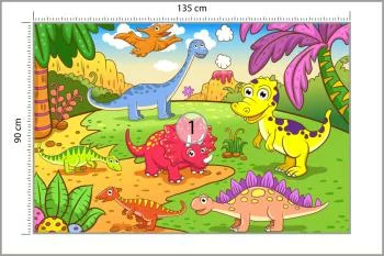 Fototapeta Kolorowe Dinozaury Na Polanie - obrazek 3