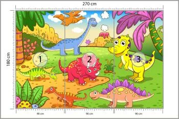 Fototapeta Kolorowe Dinozaury Na Polanie - obrazek 3