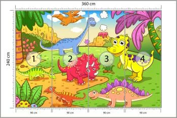 Fototapeta Kolorowe Dinozaury Na Polanie - obrazek 3