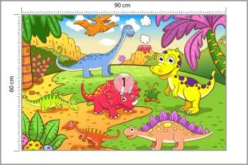 Fototapeta Kolorowe Dinozaury Na Polanie - obrazek 3