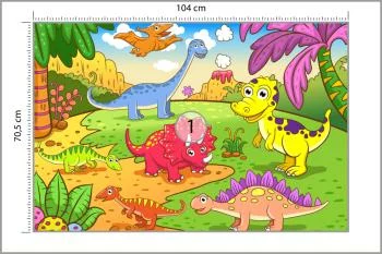 Fototapeta Kolorowe Dinozaury Na Polanie - obrazek 3