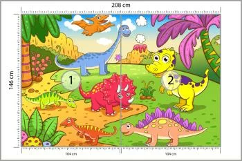 Fototapeta Kolorowe Dinozaury Na Polanie - obrazek 3