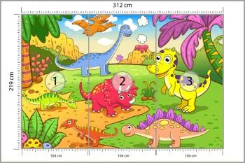 Fototapeta Kolorowe Dinozaury Na Polanie - obrazek 3