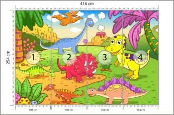Fototapeta Kolorowe Dinozaury Na Polanie - obrazek 3