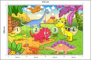 Fototapeta Kolorowe Dinozaury Na Polanie - obrazek 3