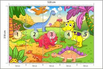 Fototapeta Kolorowe Dinozaury Na Polanie - obrazek 3