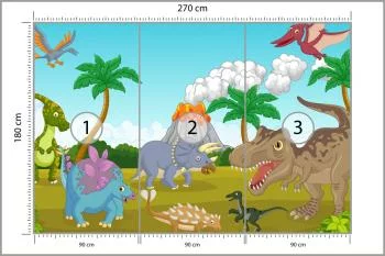Fototapeta Kolorowe Dinozaury I Wulkan - obrazek 3