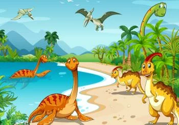 Fototapeta Dinozaury Na Plaży - obrazek 2