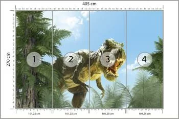 Fototapeta Wielki Dinozaur T-Rex I Palmy - obrazek 3