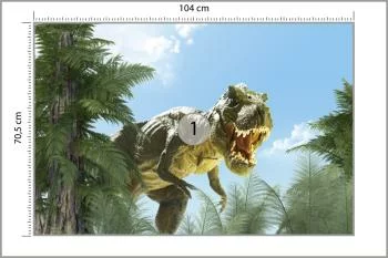 Fototapeta Wielki Dinozaur T-Rex I Palmy - obrazek 3