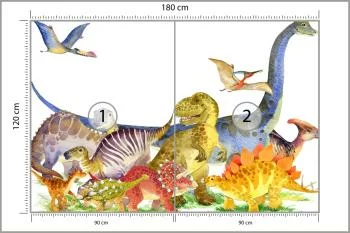 Fototapeta Dinozaury Malowane Akwarelą - obrazek 3