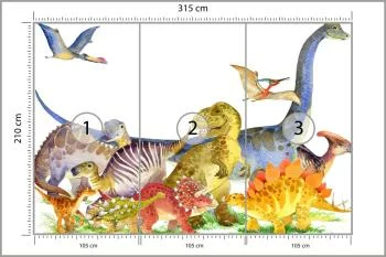 Fototapeta Dinozaury Malowane Akwarelą - obrazek 3