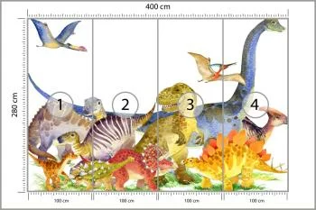 Fototapeta Dinozaury Malowane Akwarelą - obrazek 3