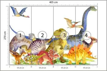 Fototapeta Dinozaury Malowane Akwarelą - obrazek 3