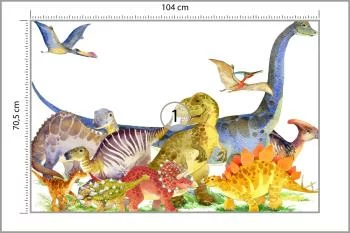Fototapeta Dinozaury Malowane Akwarelą - obrazek 3