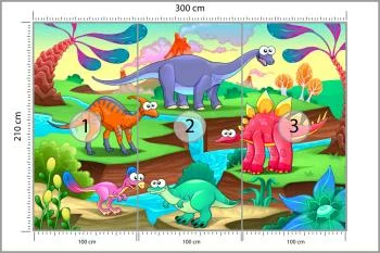 Fototapeta Kolorowe Bajkowe Dinozaury - obrazek 3