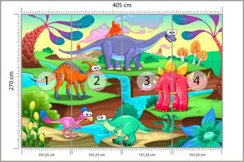 Fototapeta Kolorowe Bajkowe Dinozaury - obrazek 3
