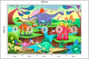 Fototapeta Kolorowe Bajkowe Dinozaury - obrazek 3