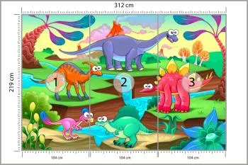 Fototapeta Kolorowe Bajkowe Dinozaury - obrazek 3
