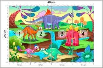Fototapeta Kolorowe Bajkowe Dinozaury - obrazek 3
