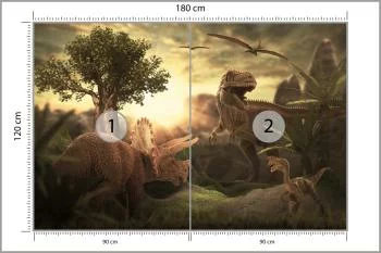 Fototapeta Dinozaury O Zachodzie Słońca - obrazek 3