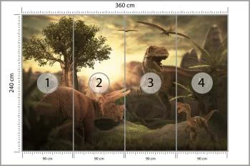 Fototapeta Dinozaury O Zachodzie Słońca - obrazek 3