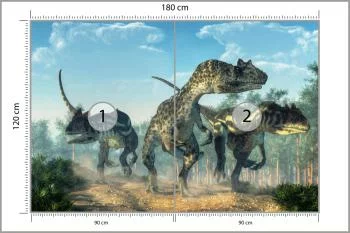 Fototapeta Trzy Dinozaury W Lesie - obrazek 3
