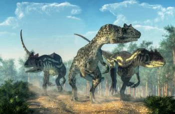 Fototapeta Trzy Dinozaury W Lesie - obrazek 2