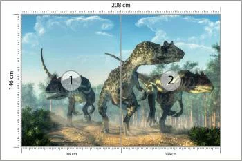 Fototapeta Trzy Dinozaury W Lesie - obrazek 3