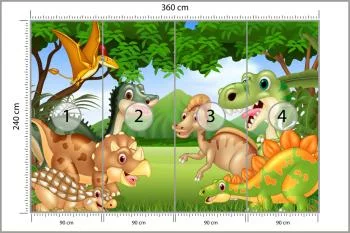 Fototapeta Bajkowe Dinozaury W Dżungli - obrazek 3