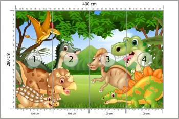 Fototapeta Bajkowe Dinozaury W Dżungli - obrazek 3