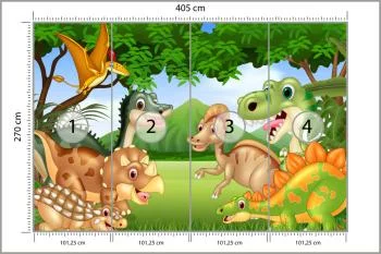 Fototapeta Bajkowe Dinozaury W Dżungli - obrazek 3