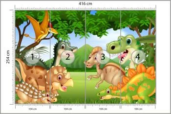 Fototapeta Bajkowe Dinozaury W Dżungli - obrazek 3