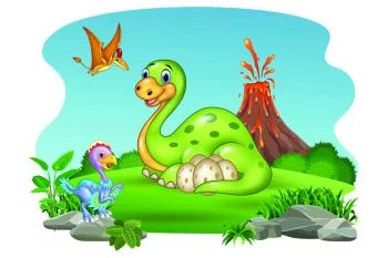 Fototapeta Dinozaury Na Polanie - obrazek 2