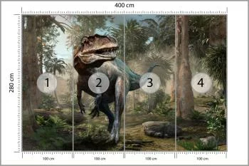 Fototapeta Realistyczny Dinozaur I Palmy - obrazek 3