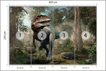 Fototapeta Realistyczny Dinozaur I Palmy - obrazek 3