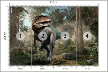 Fototapeta Realistyczny Dinozaur I Palmy - obrazek 3