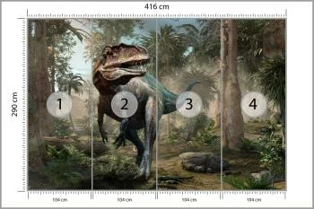 Fototapeta Realistyczny Dinozaur I Palmy - obrazek 3