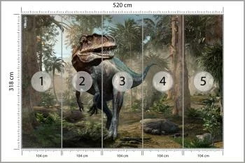 Fototapeta Realistyczny Dinozaur I Palmy - obrazek 3