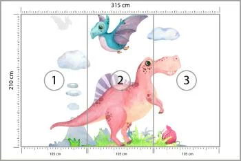 Fototapeta Akwarelowe Dinozaury - obrazek 3