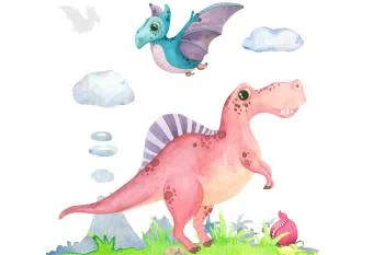 Fototapeta Akwarelowe Dinozaury - obrazek 2
