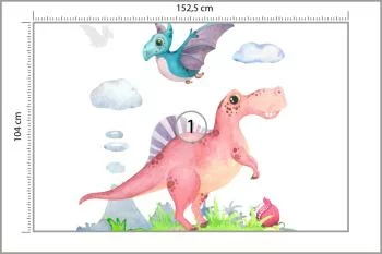Fototapeta Akwarelowe Dinozaury - obrazek 3