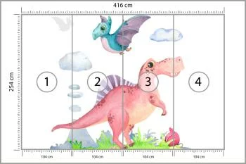 Fototapeta Akwarelowe Dinozaury - obrazek 3