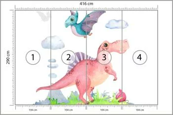Fototapeta Akwarelowe Dinozaury - obrazek 3