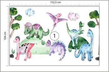 Fototapeta Pastelowe Dinozaury Na Polanie - obrazek 3