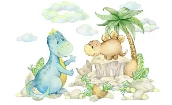Fototapeta Małe Dinozaury Na Kamieniach - obrazek 2